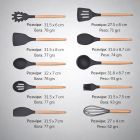 Набір силіконових кухонних речей 19 предметів Фіолетовий Kitchen Set Кухонний набір з дощечкою