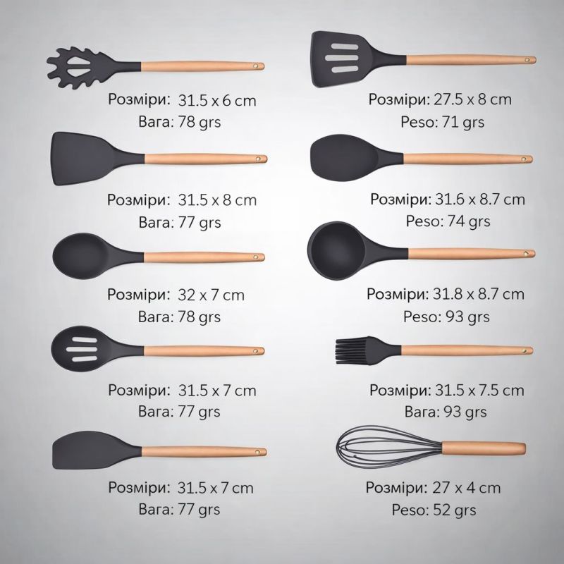 Набір силіконових кухонних речей 19 предметів Фіолетовий Kitchen Set Кухонний набір з дощечкою