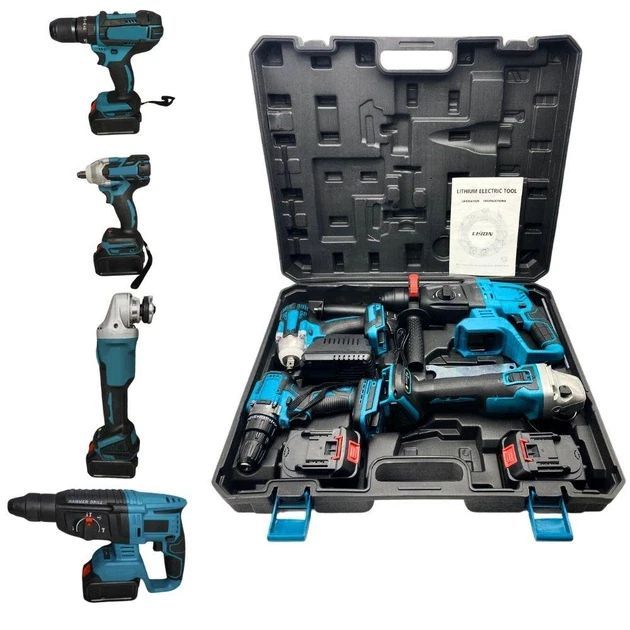 Універсальний акумуляторний набір інструментів MTS 4 в 1: гайковерт + дриль + шуруповерт + реверсивна тріскачка, 48V, 2 акумулятори