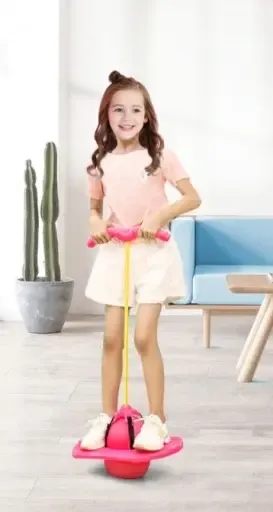 Синій Дитячий стрибун-джампінг на резинці (висота 54см, гумова трубка розтягується)