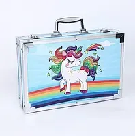 блакитний Набір для малювання 145 предметів в алюмінієвій валізці