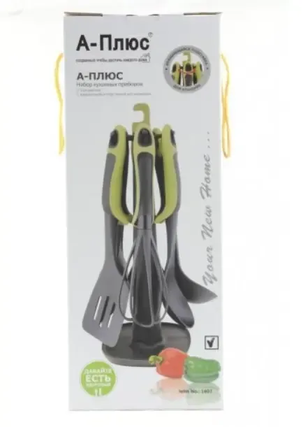 Набір кухонного приладдя ЧЕРВОНИЙ KITCHEN TOOLS, 7 предметів Кухонний набір з підставкою