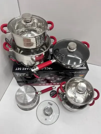 чорний Набір посуду Zepline ZP-115 із нержавіючої сталі на 12 предметів