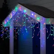 Різнокольоровий Новорічна святкова гірлянда бахрома 120 Led прозорий провід 3х0.5 м