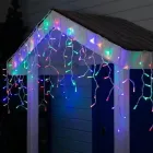 Теплий білий Новорічна святкова гірлянда бахрома 120 Led прозорий провід 3х0.5 м