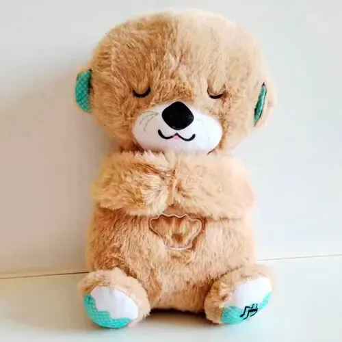 бежевий Дихаюча плюшева іграшка видра зі світлом та звуком