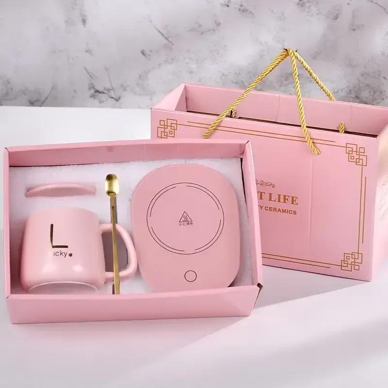 Червона Чашка на подставке с подогревом Stenson YG01317 L 400мл