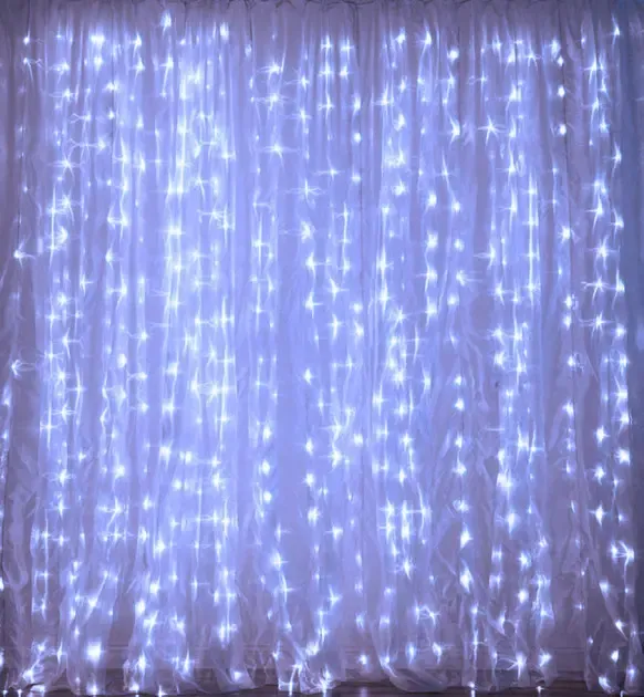 Новорічні гірлянди. Гірлянда водоспад 320-400L 3x3м (10х32 Ламп) Біла (7150)