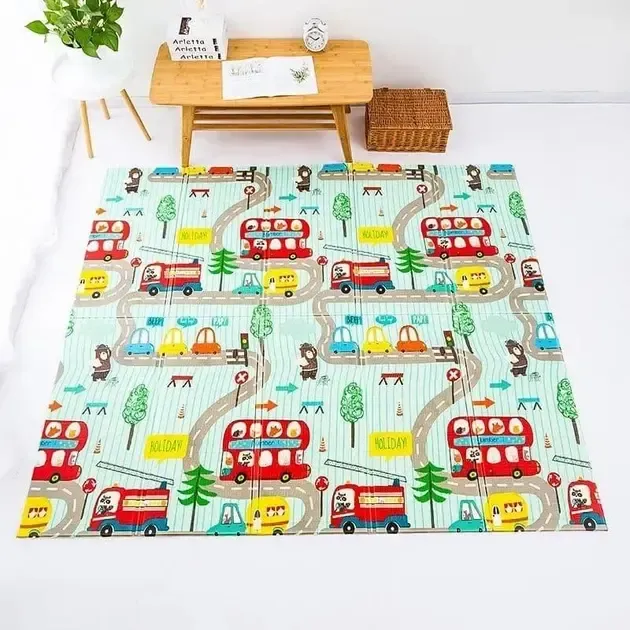 Звірята/Англійський алфавіт Дитячий двосторонній термо килимок 180*200 в сумці