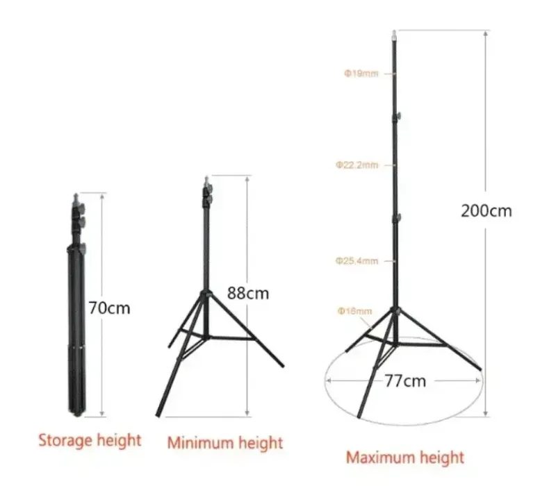 Штатив-стійка-тренога для кільцевої лампи, телефону та камери 200см