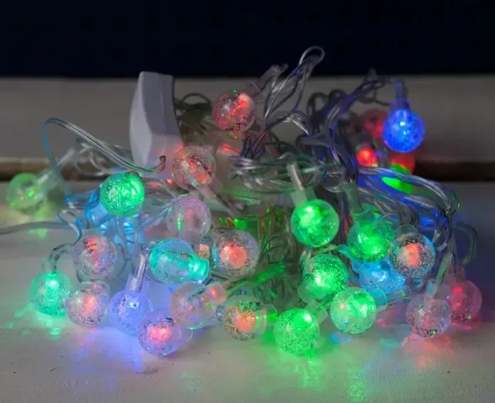 Гірлянда прозора кулька 40LED 5м (флеш) 18мм, Новорічна бахрама, Світлодіодна гірлянда, Вулична гірлянда
