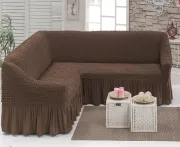 Чохол на кутовий диван з оборкою, накидка на диван