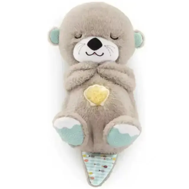 рожева Дихаюча плюшева іграшка видра зі світлом та звуком