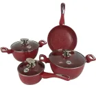 Набір посуду для будинку зі сковородою, граніт, круглий чорний (7 предметів)