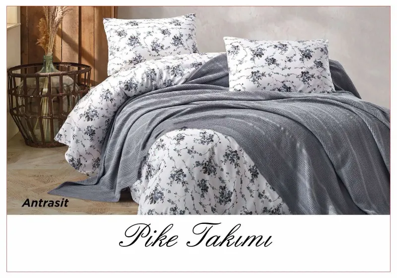 Постільна білизна з вафельним покривалом La Villa Mavi Блакитний