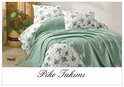 Постільна білизна з вафельним покривалом La Villa Mavi Зелений