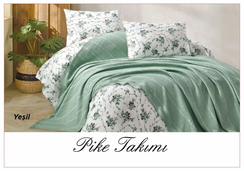 Постільна білизна з вафельним покривалом La Villa Mavi Зелений