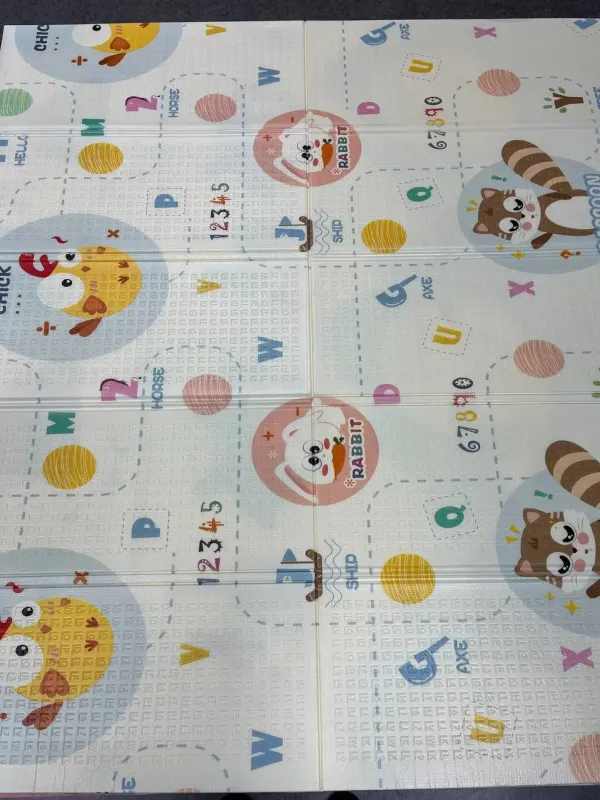 Звірята/Англійський алфавіт Дитячий двосторонній термо килимок 180*200 в сумці