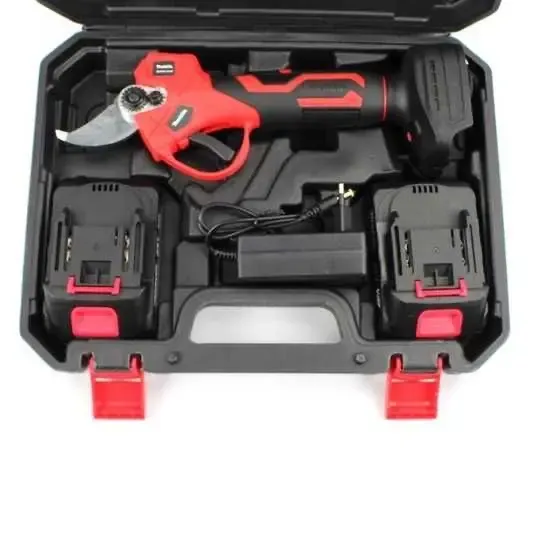 Акумуляторний секатор (24V, 5AH), АКБ секатор електричні садові ножиці червоний