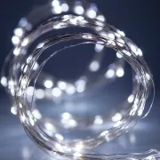 Новорічні гірлянди. Мідна дротяна лампа 100LED 10м (батарейки) Колір білий Силіконовий провід (7108)