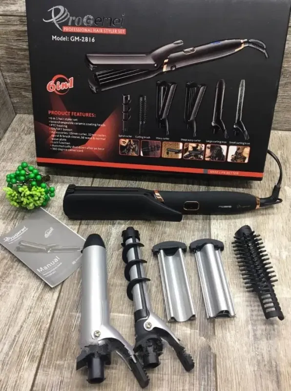 Мультистайлер Gemei GM-2816 плойка, праска, стайлер 6 в 1