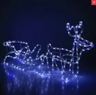 Різнокольоровий Вуличний новорічний олень із дюралайту маленький із санями від мережі