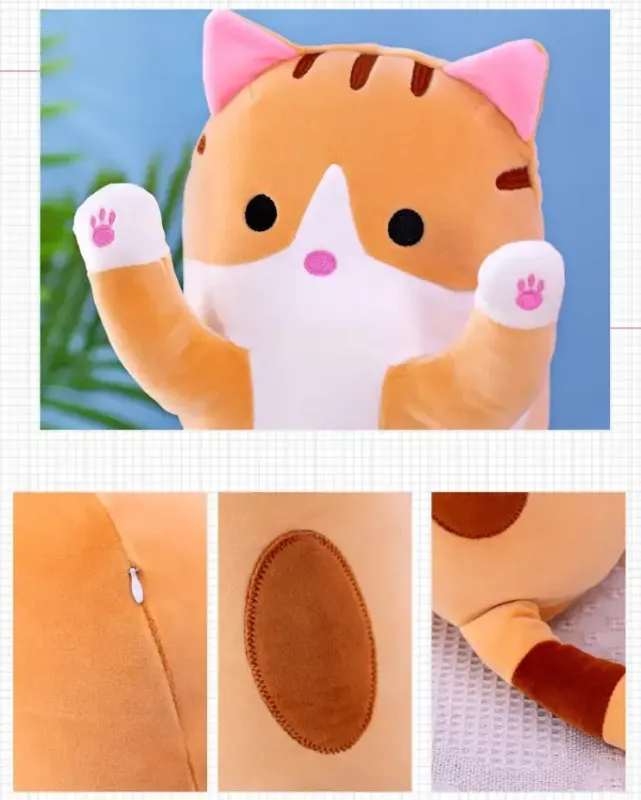 М'яка Іграшка Кіт Довгий 50см Подушка Обнімашка коричневий