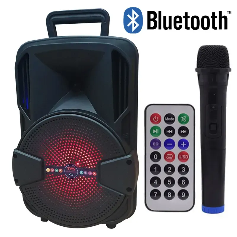 Портативна бездротова колонка ALP-801 Bluetooth колонка-валіза з мікрофоном та світломузикою