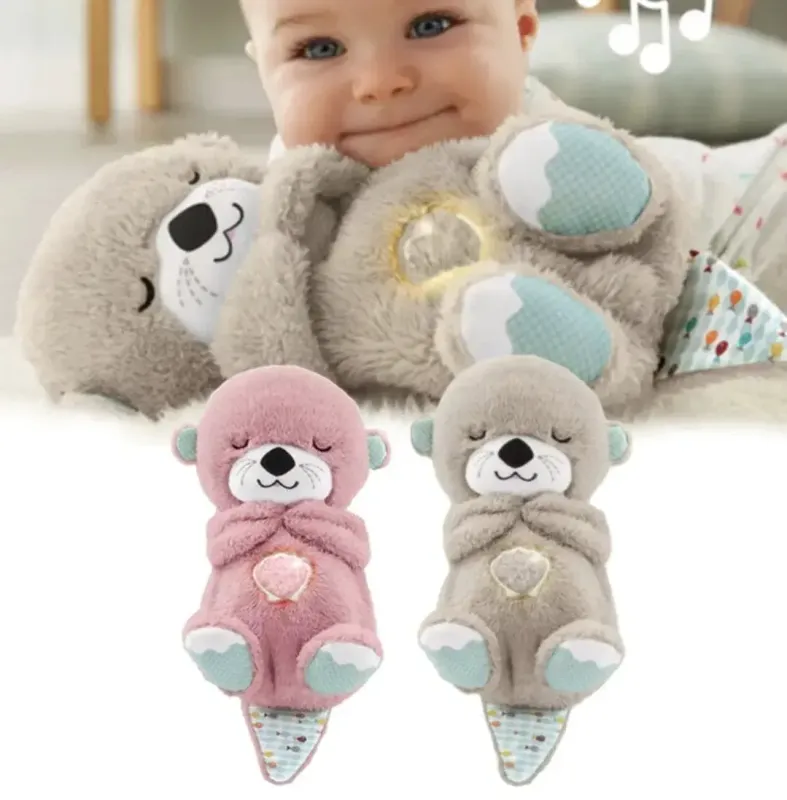 блакитна Дихаюча плюшева іграшка видра зі світлом та звуком