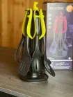 Набір кухонного приладдя ЗЕЛЕНИЙ KITCHEN TOOLS, 7 предметів Кухонний набір з підставкою
