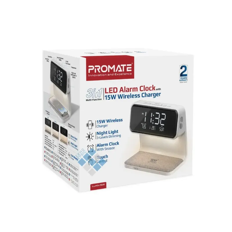 Будильник Holdmay KP-626 із бездротовою зарядкою LED