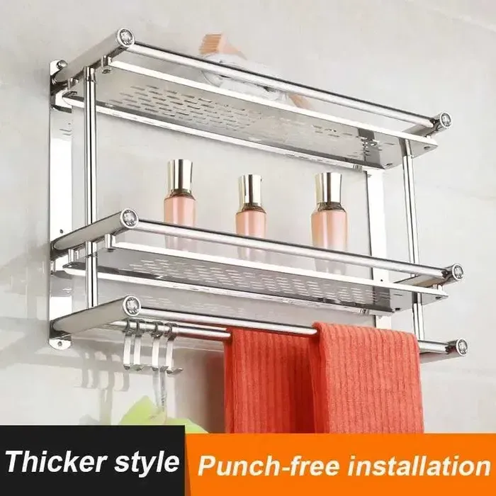 Полиця для ванної кімнати SKLM-6, нержавіюча 2 яруси