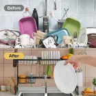 Багатофункціональна Двоярусна полиця - органайзер JYH для сушіння посуду над раковиною, чорна 65 см