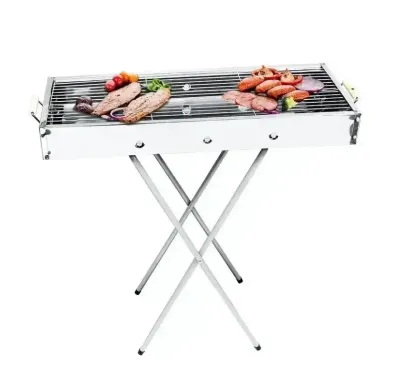 Переносний мангал барбекю гриль BARBECUE TRAY 770SS MD-008 70х30х70 см з решіткою, металевий портативний мангал
