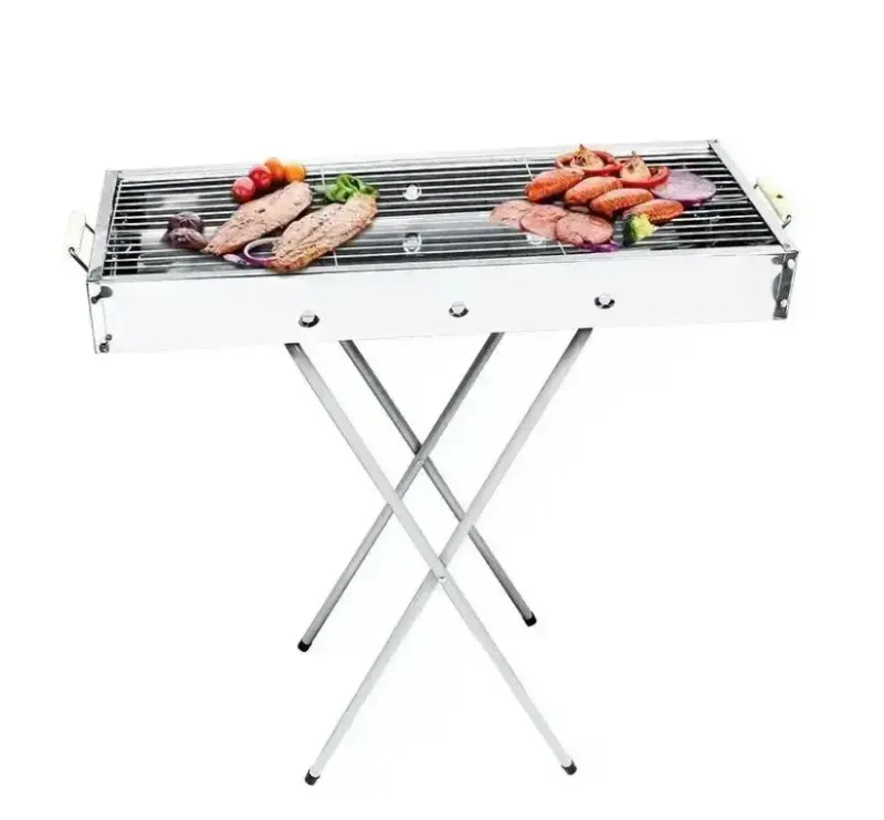 Переносний мангал барбекю гриль BARBECUE TRAY 770SS MD-008 70х30х70 см з решіткою, металевий портативний мангал