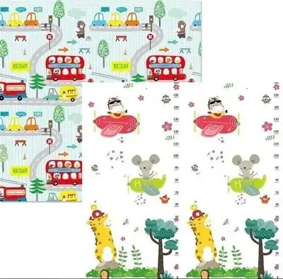 Зірки/Звірята Дитячий двосторонній термо килимок 180*200 в сумці