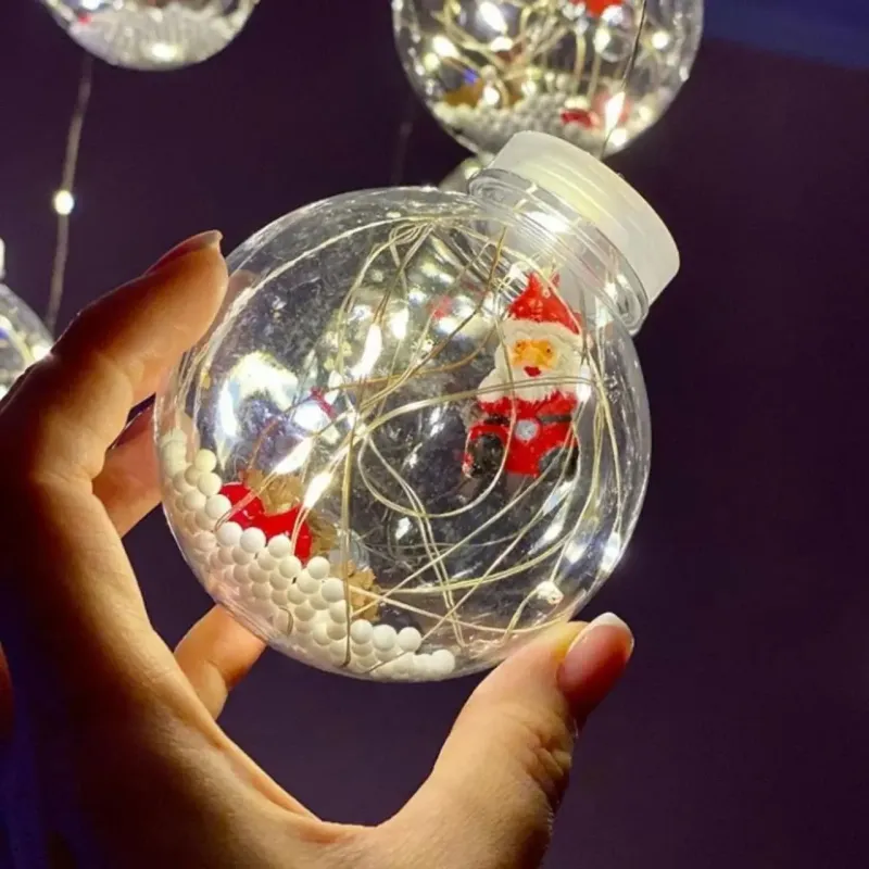 Гірлянда завіса штора Кулі з наповненням Дід Мороз, 3м, 10 куль LED USB