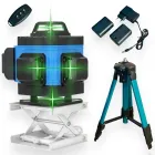 Лазерний 4D рівень акумуляторний -2 АКБ, 16 ліній, пульт дистанційного керування, цифровий дисплей, штатив, повний набір для встановлення, пластиковий кейс