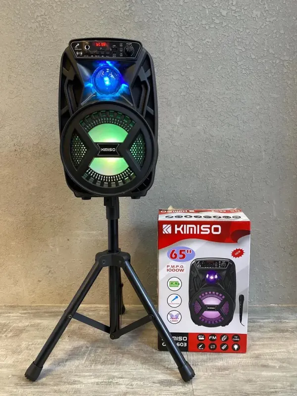 Акумуляторна бездротова Bluetooth колонка Kimiso QS-3603 (6.5") з мікрофоном та підсвічуванням