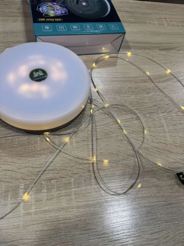 Акумуляторний ліхтар з гірляндою, USB та магнітним кріпленням / Підвісний ліхтар для кемпінгу 20м