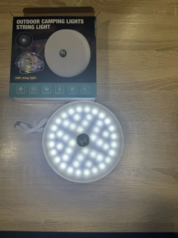 Акумуляторний ліхтар з гірляндою, USB та магнітним кріпленням / Підвісний ліхтар для кемпінгу 20м