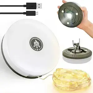 Акумуляторний ліхтар з гірляндою, USB та магнітним кріпленням / Підвісний ліхтар для кемпінгу 20м