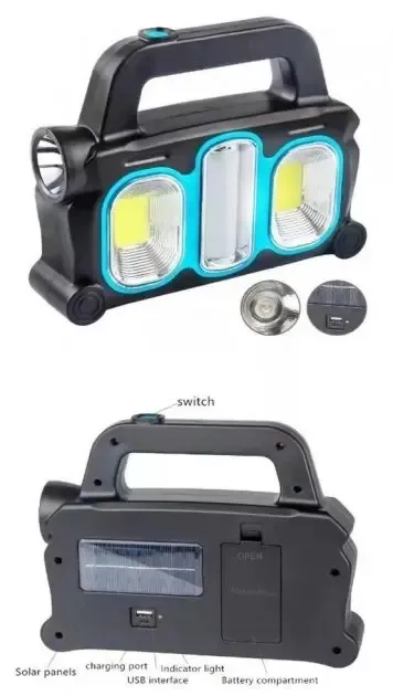 Акумуляторний LED ліхтар прожектор із сонячною панеллю USB вихід знімні Hurry Bolt HB-6169