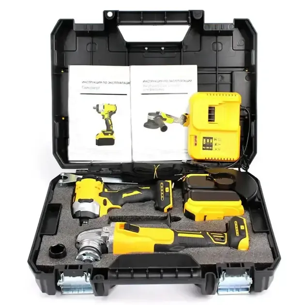 Акумуляторний набір інструментів у кейсі 2 в 1 Болгарка та Гайковерт