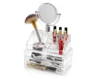 Акриловий органайзер для зберігання косметики з дзеркалом, настільний бокс, Cosmetic Storage Box, TS