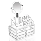Акриловий органайзер для зберігання косметики з дзеркалом, настільний бокс, Cosmetic Storage Box, TS