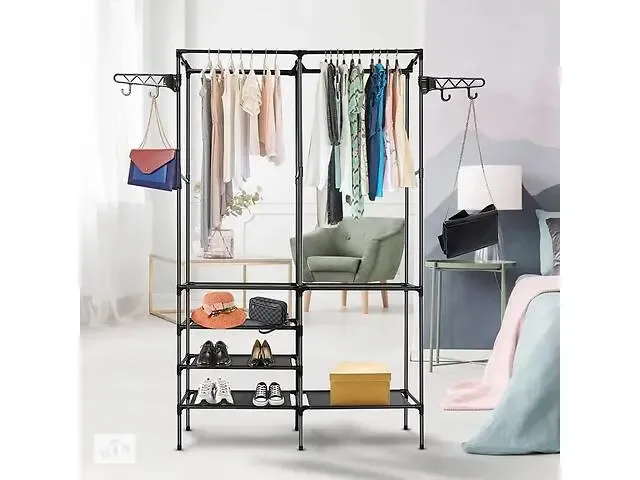 Універсальна шафа вішалка стійка для одягу double pole