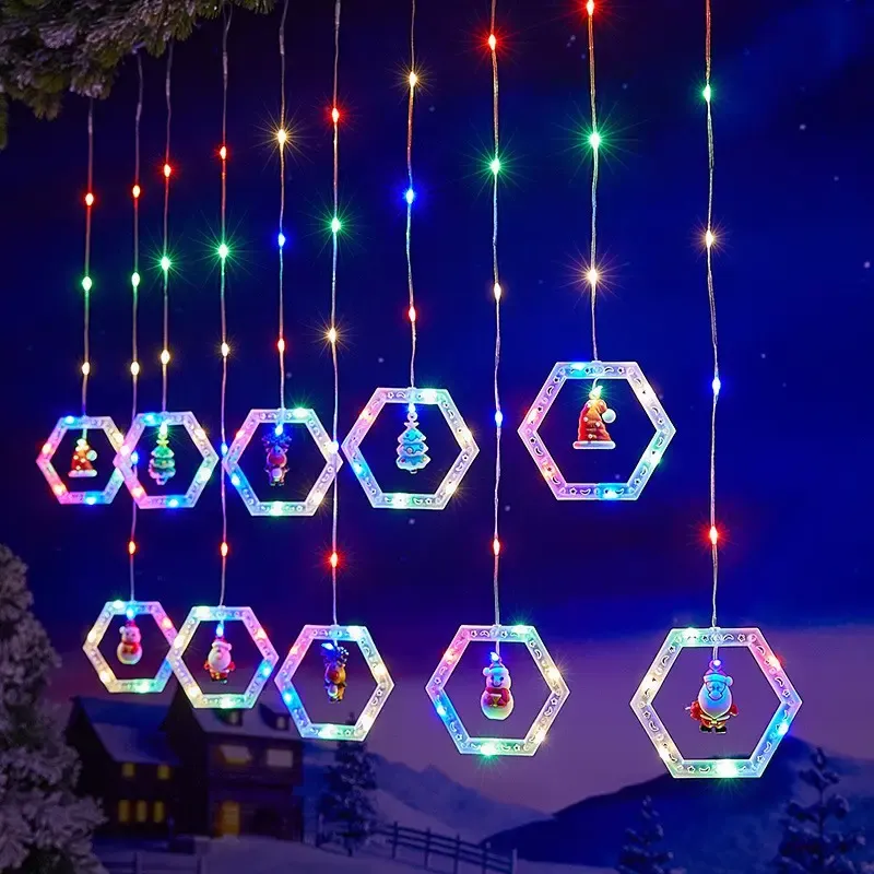 Анімована гірлянда штора / Шестигранний новорічний декор Різдвяний AND SF-48
