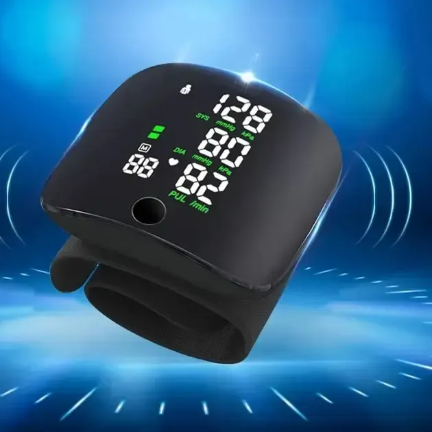 Автоматичний тонометр на зап'ястя від акумулятора 300 мАг / Розумний тонометр із сенсорним екраном та голосом