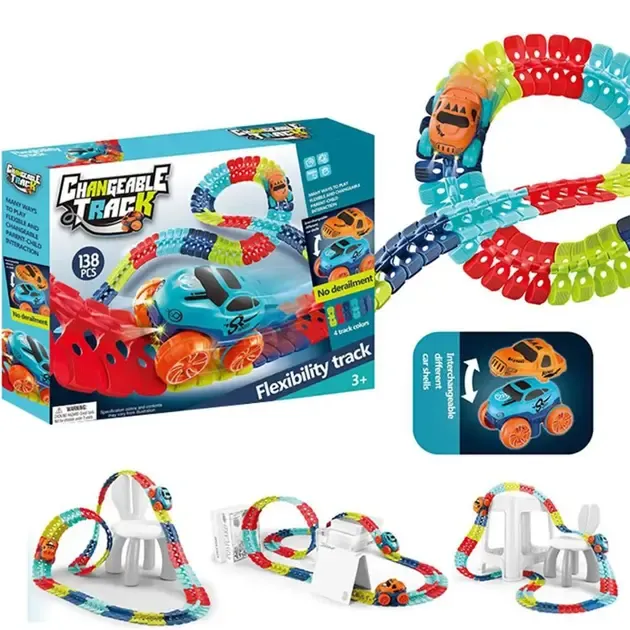 Автомобільна гоночна траса з машинкою Гнучкий гоночний трек з машинками Cheangeble Track 138 pcs